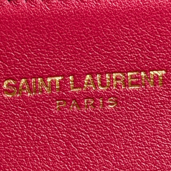 Yves Saint Laurent Clutch Fuchsia with Gold Accent, suede interior - Picture 6 of 6
